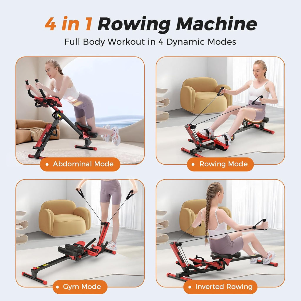Zeneletics Compact Rowing Machine with Digital Monitor