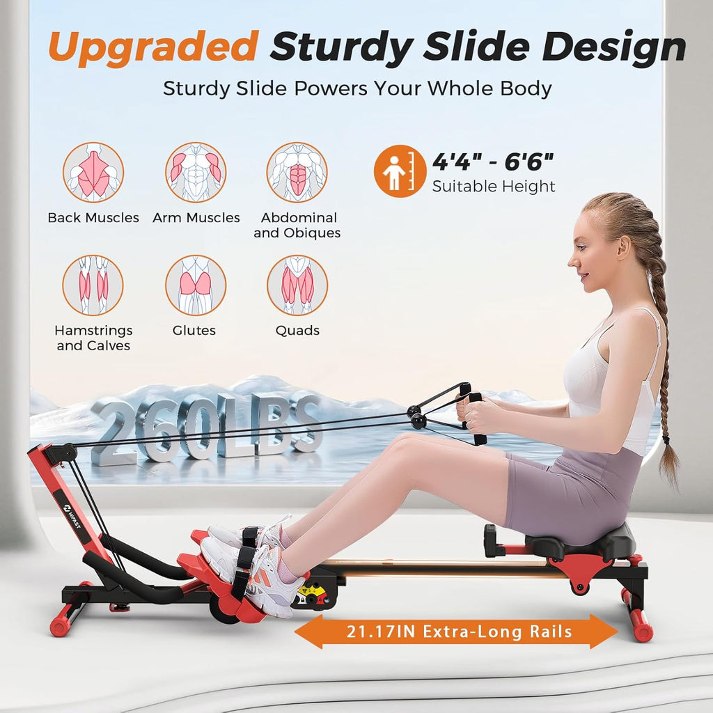 Zeneletics Compact Rowing Machine with Digital Monitor