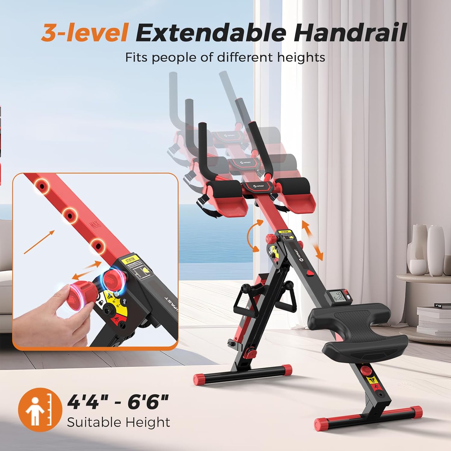 Zeneletics Compact Rowing Machine with Digital Monitor