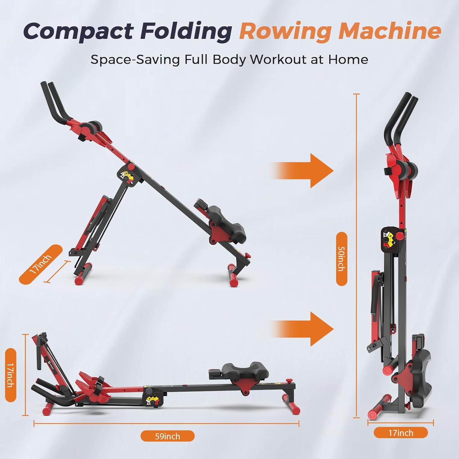 Zeneletics Compact Rowing Machine with Digital Monitor