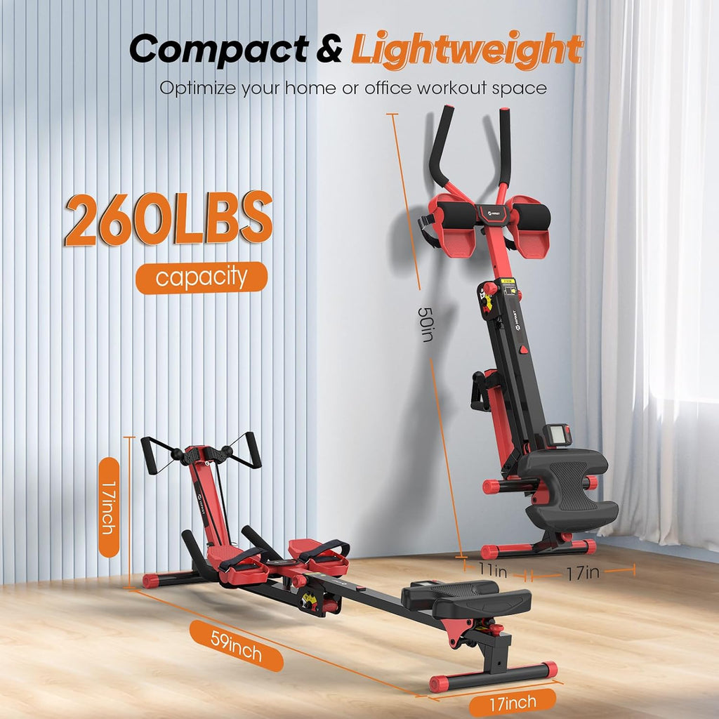 Zeneletics Compact Rowing Machine with Digital Monitor